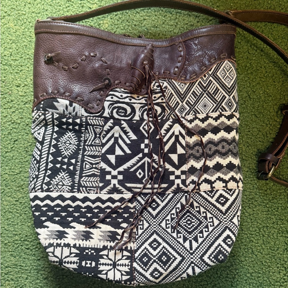 Leather cross body purse Aztec/tribal look